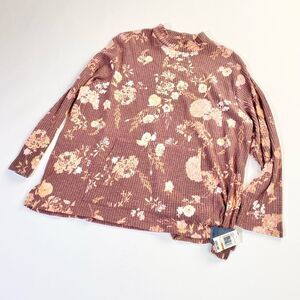 Angels forever young lightweight long sleeve floral waffle pattern shirt top 3x